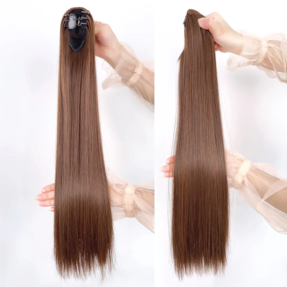 18Inch Synthetic Straight Claw Clip On Ponytail Hair Extension  Ponytail Extension Hair For Women Pony Tail Hair Hairpiece thumbnail 5