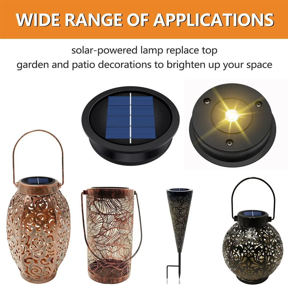7cm/8CM Solar Light Replacement Top 1.2V Waterproof LED Solar Panel Lantern Lid Light Solar Lantern Top Outdoor Decor Garden thumbnail 6