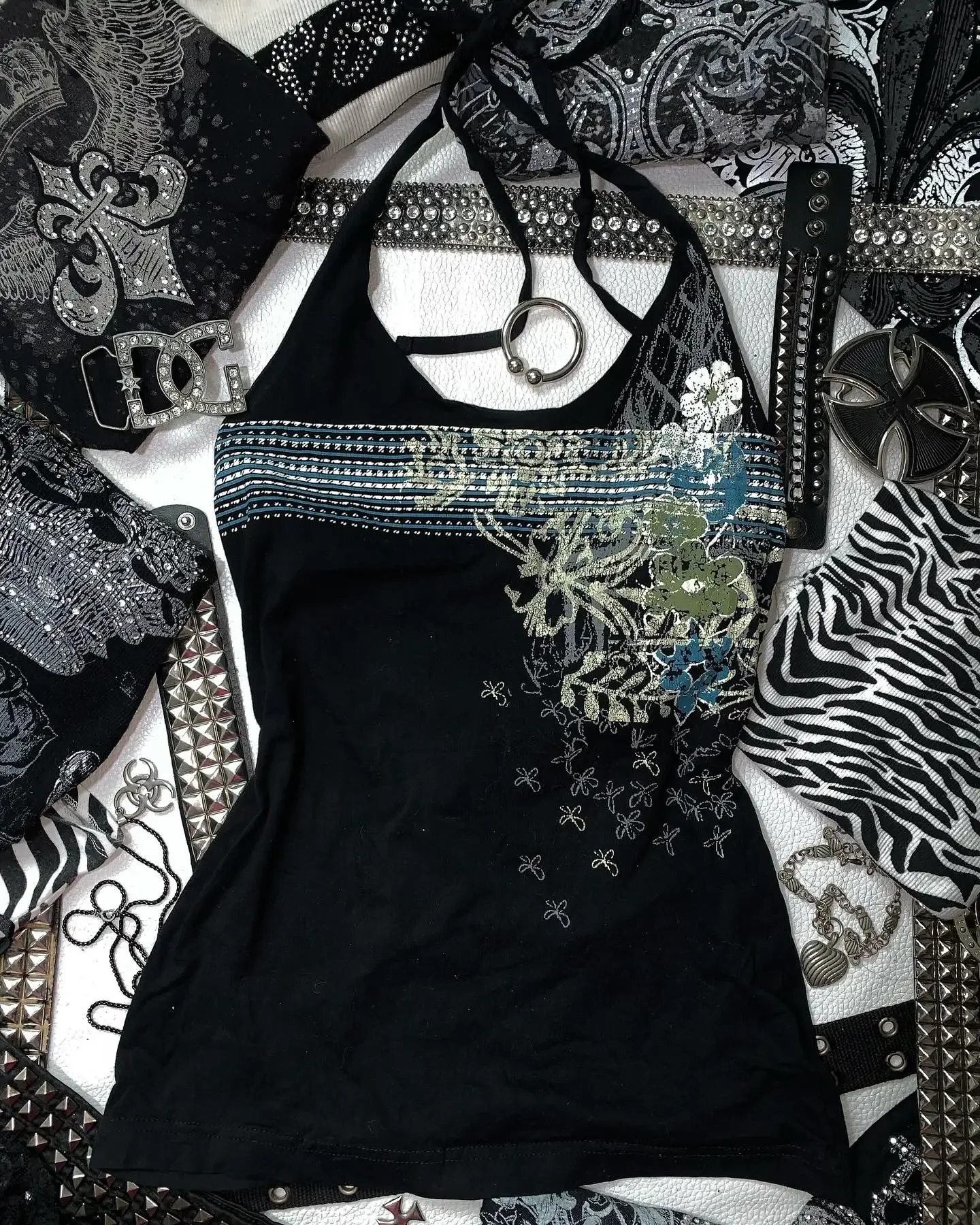Y2k Tank Top Chic Flower Harajuku Graphic Print Punk Crop top Vintage Casual Sleeveless Top Streetwear Grunge Gothic Vest Slim thumbnail 4