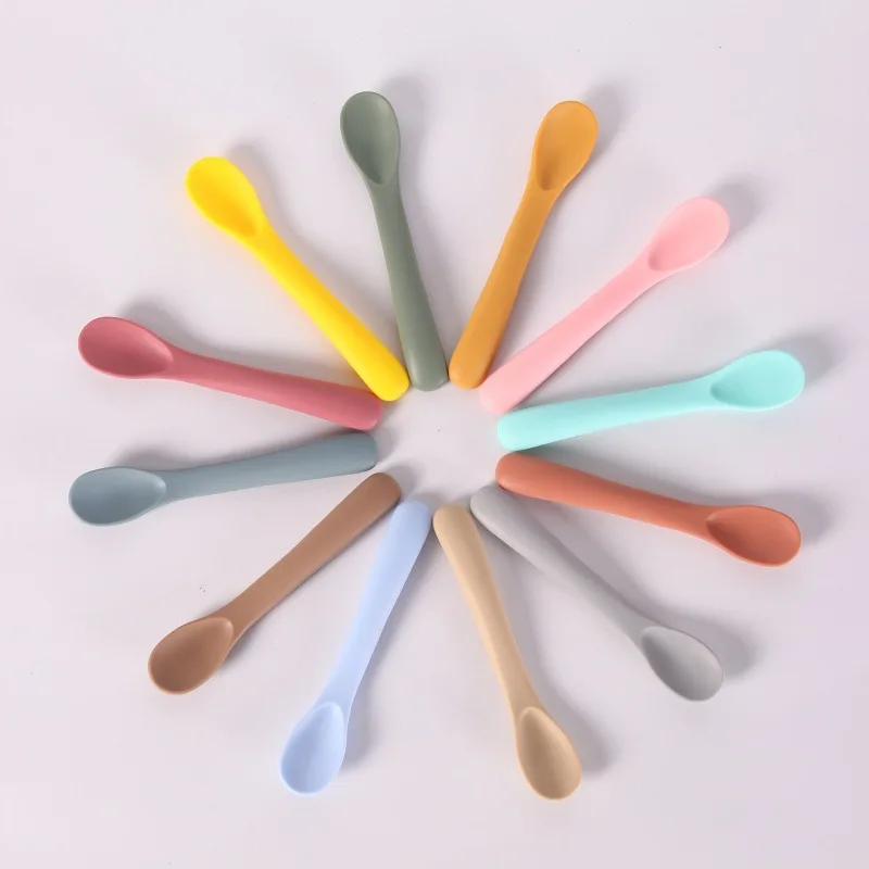 1/3Pcs/Set Soft Silicone Baby Training Spoon Fork Set BPA Free Kids Safety Non-Slip Tableware Infant Toddler Feeding Accessories