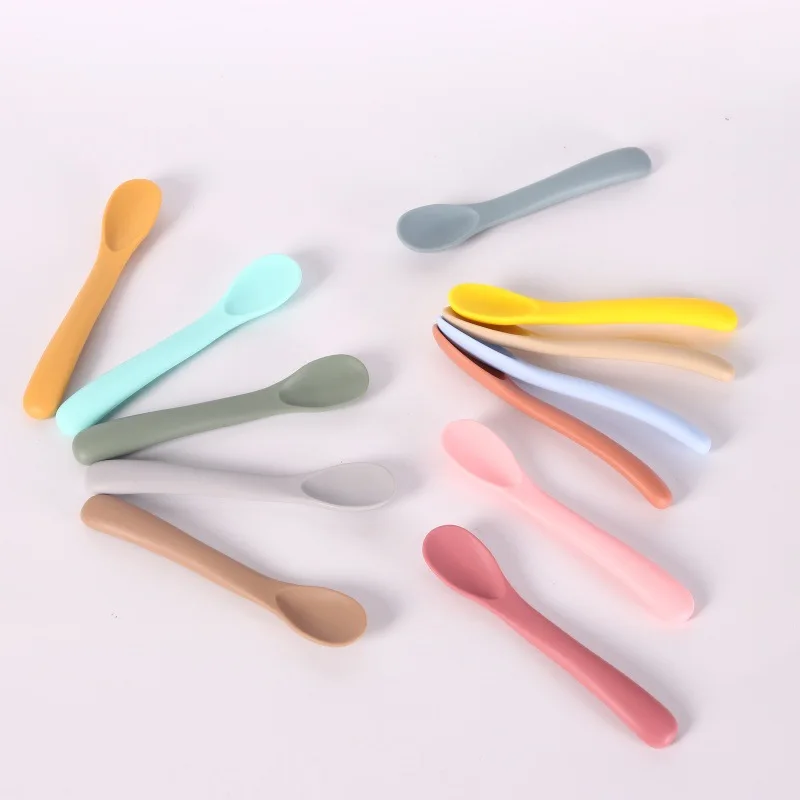 1/3Pcs/Set Soft Silicone Baby Training Spoon Fork Set BPA Free Kids Safety Non-Slip Tableware Infant Toddler Feeding Accessories thumbnail 5