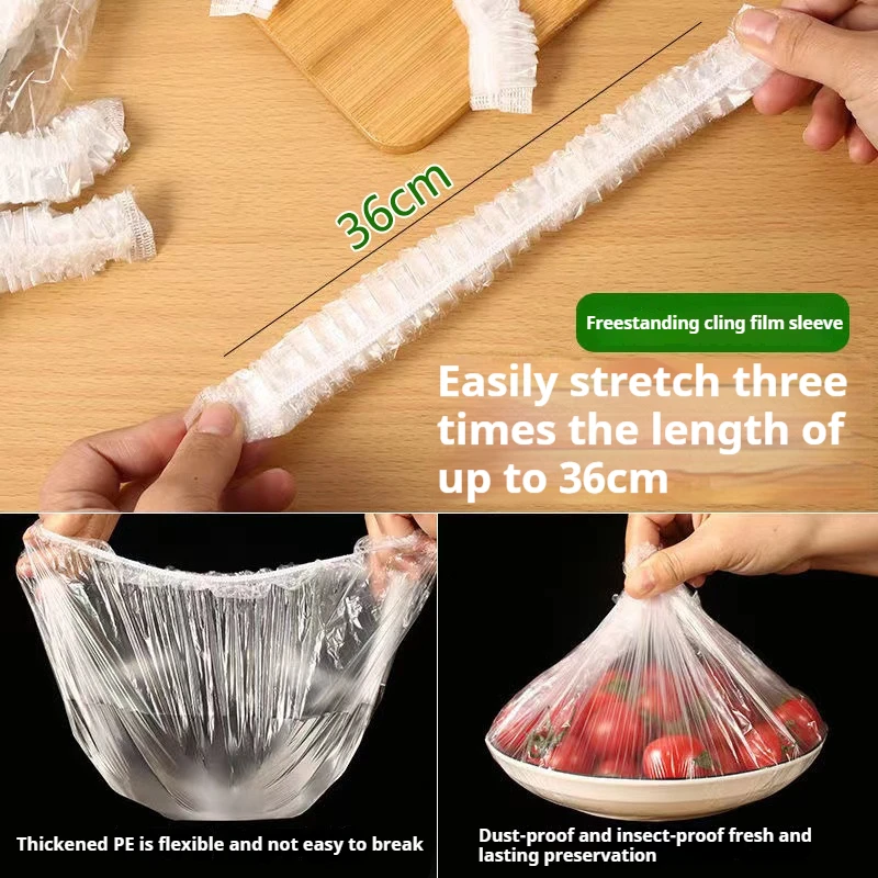 500Pcs Disposable Food Cover Fresh-keeping Food Cover Plastic Colorful Elastic Wrap Lid Plate Kitchen Packaging Bags Storage Bag thumbnail 4