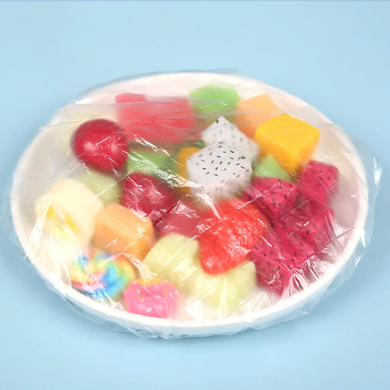500Pcs Disposable Food Cover Fresh-keeping Food Cover Plastic Colorful Elastic Wrap Lid Plate Kitchen Packaging Bags Storage Bag thumbnail 2