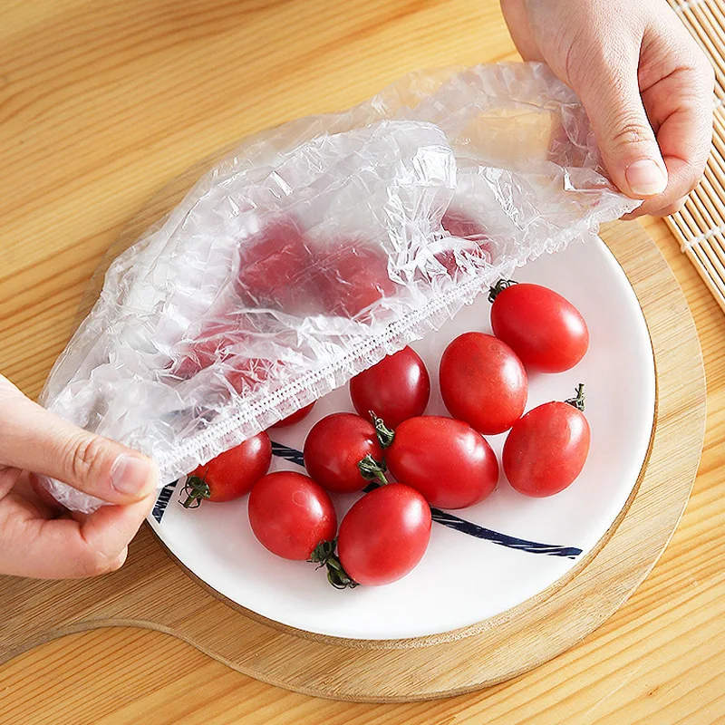 500Pcs Disposable Food Cover Fresh-keeping Food Cover Plastic Colorful Elastic Wrap Lid Plate Kitchen Packaging Bags Storage Bag thumbnail 6