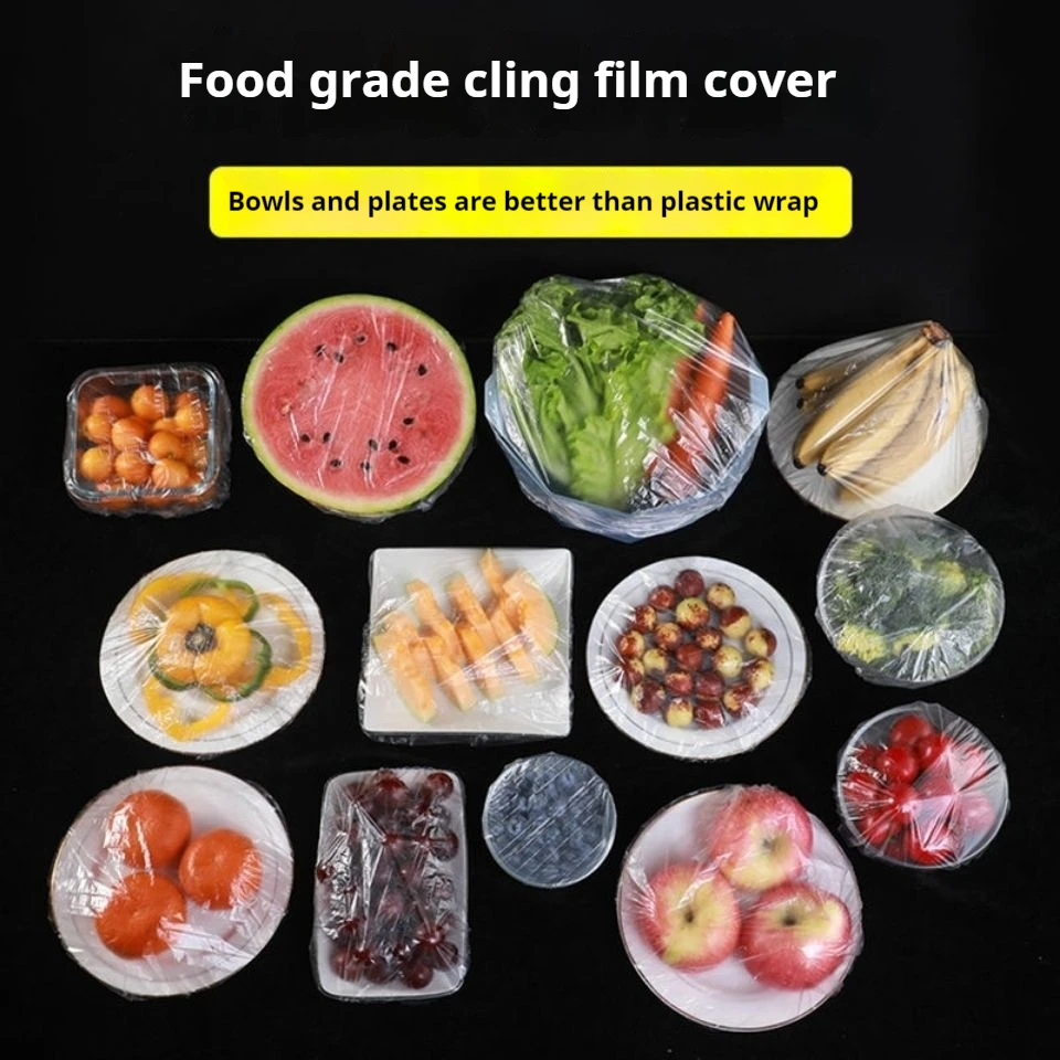 500Pcs Disposable Food Cover Fresh-keeping Food Cover Plastic Colorful Elastic Wrap Lid Plate Kitchen Packaging Bags Storage Bag thumbnail 5