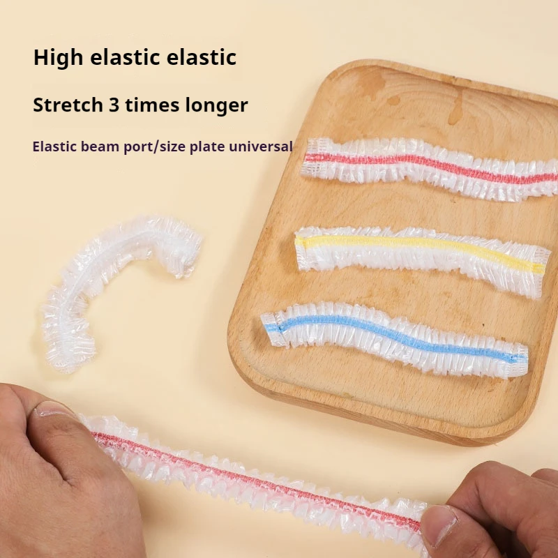 500Pcs Disposable Food Cover Fresh-keeping Food Cover Plastic Colorful Elastic Wrap Lid Plate Kitchen Packaging Bags Storage Bag thumbnail 3