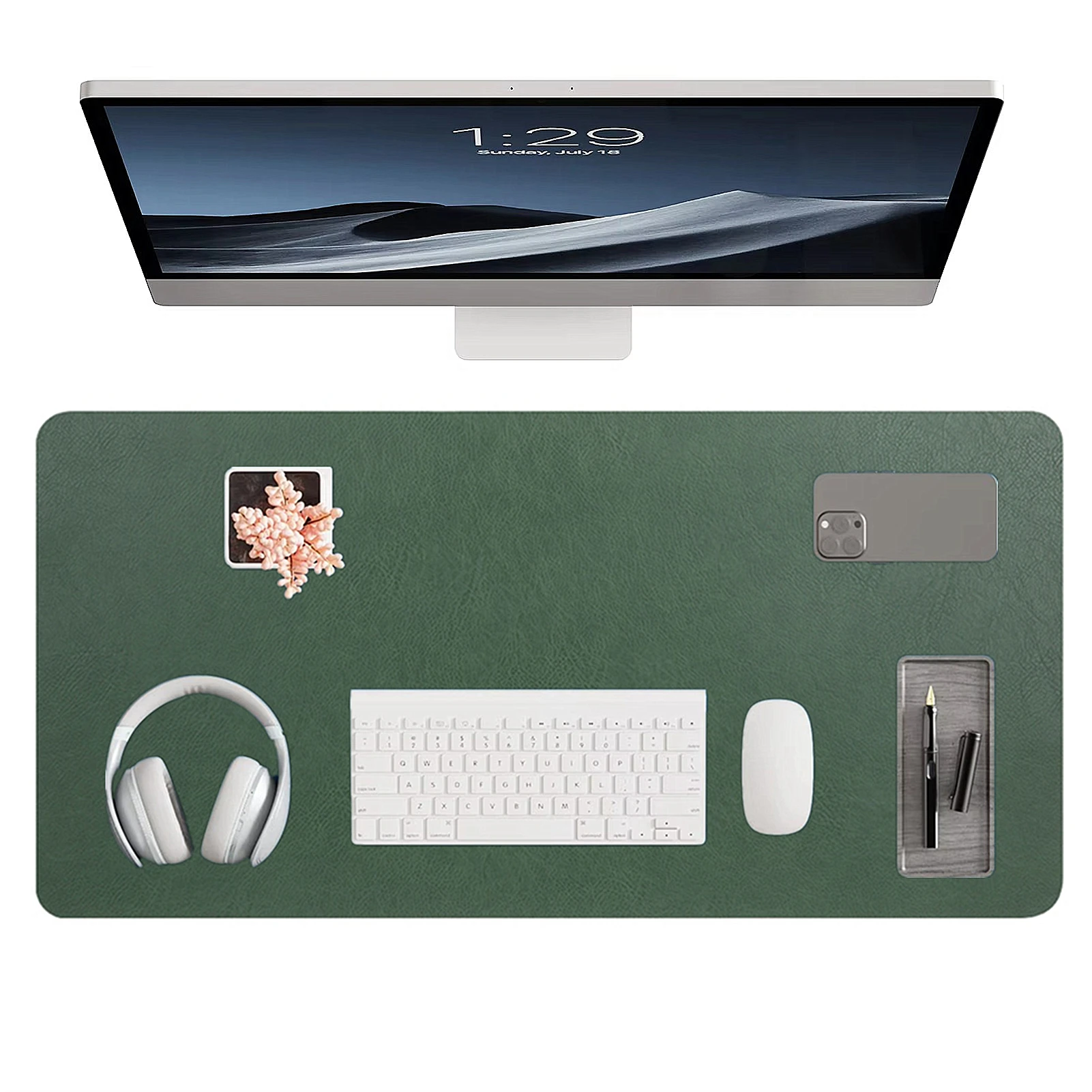 Double-Sided Vintage PU Desk Mat Waterproof Non-Slip Pad for Home Office,Gaming & Writing,Dirt-Proof Leather Workspace Protector