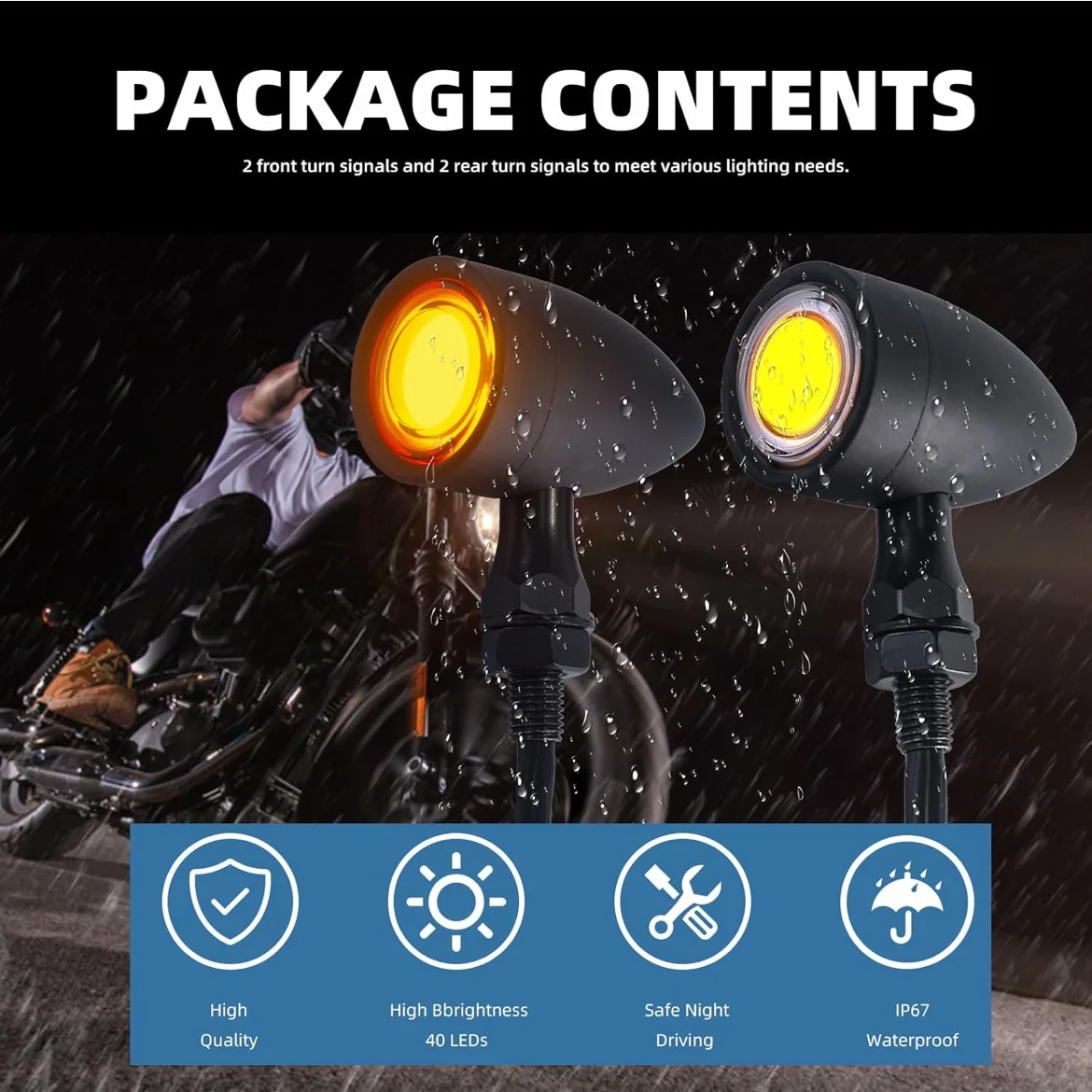 Bullet Motorcycle 3 in 1 LED Turn Signal Lights Front Direction lamp Rear Integrated Brake Turnlight Running Light for Harley thumbnail 4