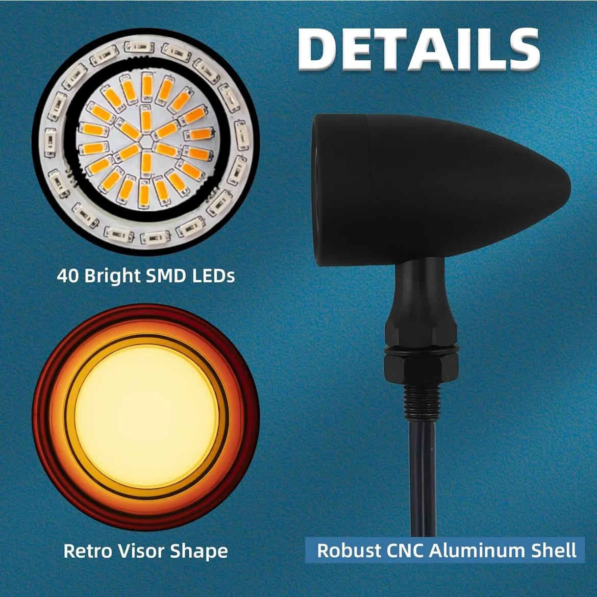 Bullet Motorcycle 3 in 1 LED Turn Signal Lights Front Direction lamp Rear Integrated Brake Turnlight Running Light for Harley thumbnail 2