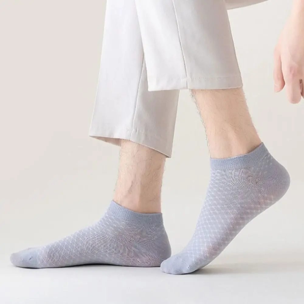 5 Pairs Summer Breathable Men's Mesh Socks Thin Cotton Sweat-absorbing Male Short Socks Low Tube Sports Ankle thumbnail 5