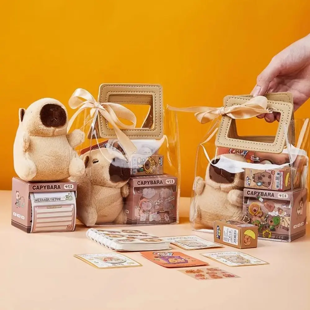 Kawaii Capybara Stationery Set Pen Stickers Notebook Plush Pendants Handbag Final Prizes Stationery Gift Bag for Students thumbnail 4