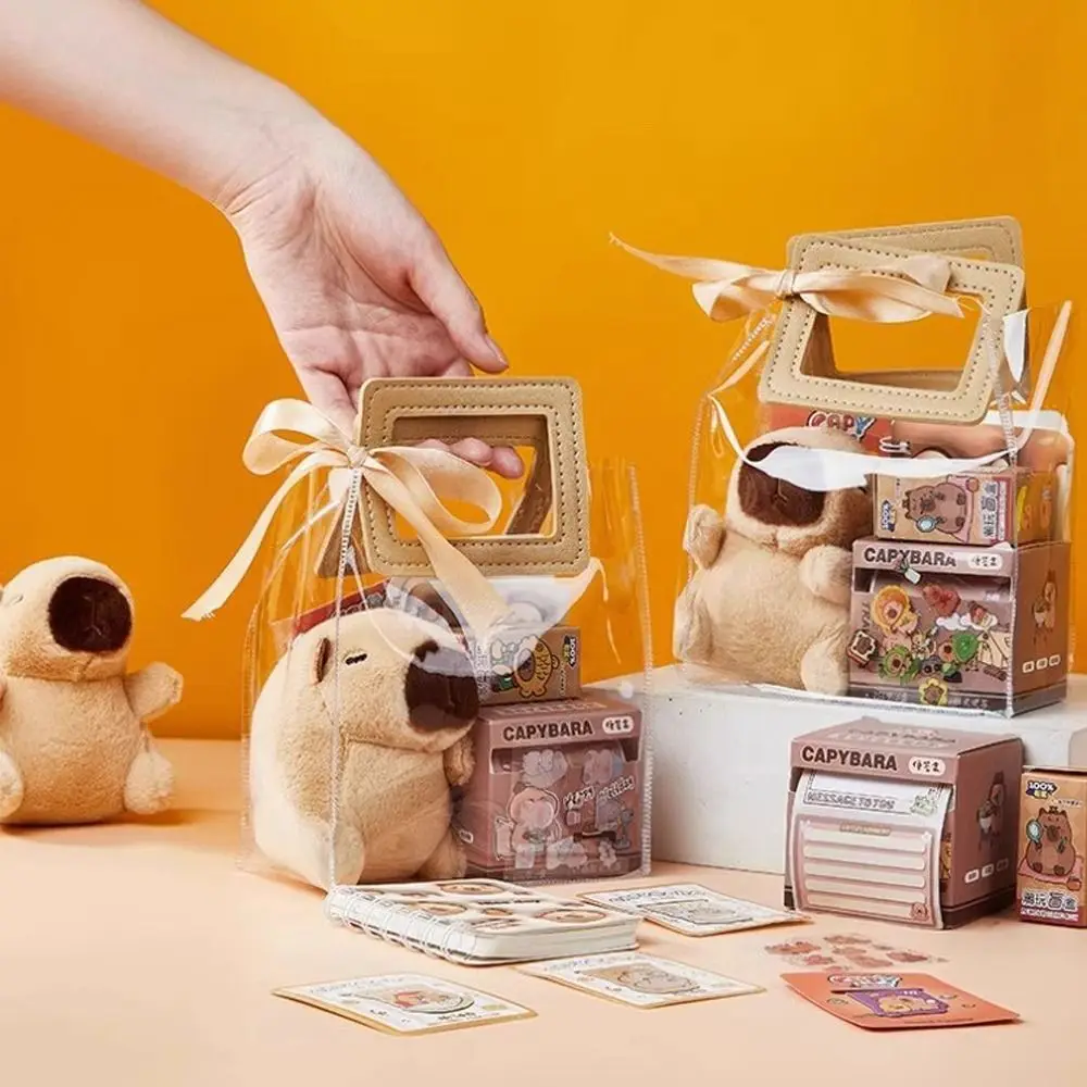 Kawaii Capybara Stationery Set Pen Stickers Notebook Plush Pendants Handbag Final Prizes Stationery Gift Bag for Students thumbnail 2