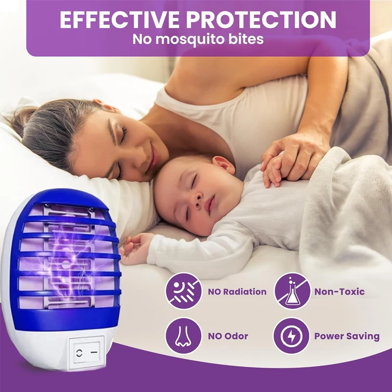 LED Light Mosquito Killer Electric Fly Trap No Smell with UV LED Light Suitable for Bedroom, Living Room, Indoor EU/US  Plug thumbnail 2