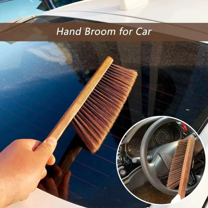 1PCS/2PCS Natural Wood Bristles Brush Anti-static Desktop Bar Grinder Coffee Powder Cleaning Brushes Domestic Bed Sweeping Broom thumbnail 4