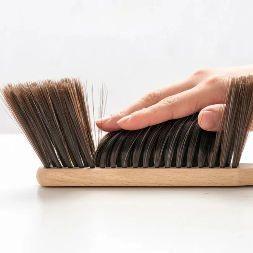 1PCS/2PCS Natural Wood Bristles Brush Anti-static Desktop Bar Grinder Coffee Powder Cleaning Brushes Domestic Bed Sweeping Broom thumbnail 5