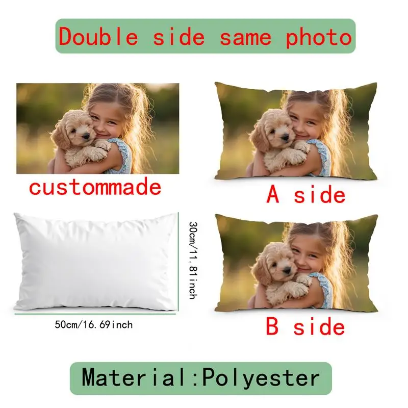 Custom Cushion Cover With Pictures Logo DIY Customized Throw Pillow Case Home Decorative Wedding Pets Baby Print Pillowcase thumbnail 5