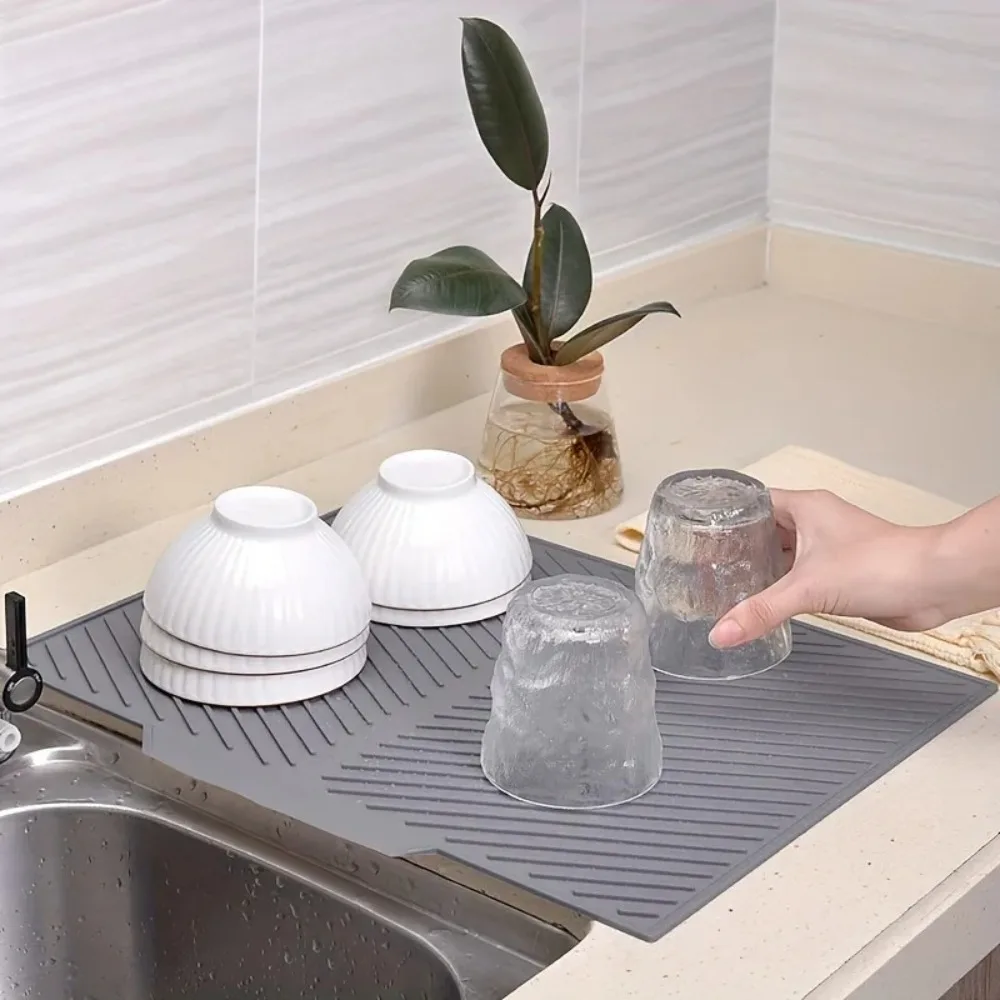 Silicone Wave Drying Mat Non Slip Dish Drainer Pad Heat Resistant Foldable Kitchen Table Placemat for Countertop Insulation thumbnail 4