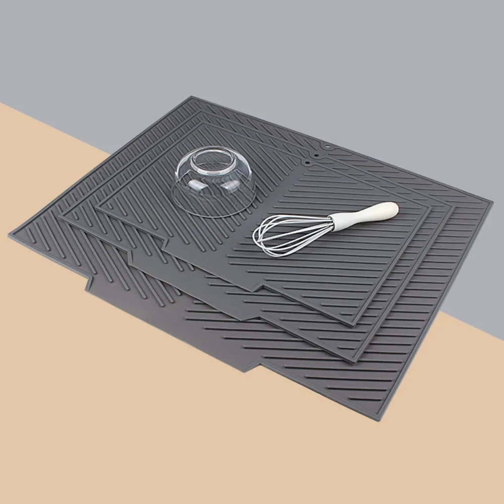 Silicone Wave Drying Mat Non Slip Dish Drainer Pad Heat Resistant Foldable Kitchen Table Placemat for Countertop Insulation