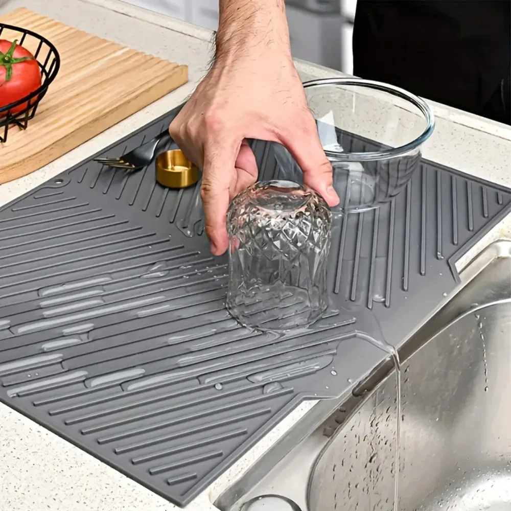 Silicone Wave Drying Mat Non Slip Dish Drainer Pad Heat Resistant Foldable Kitchen Table Placemat for Countertop Insulation thumbnail 3