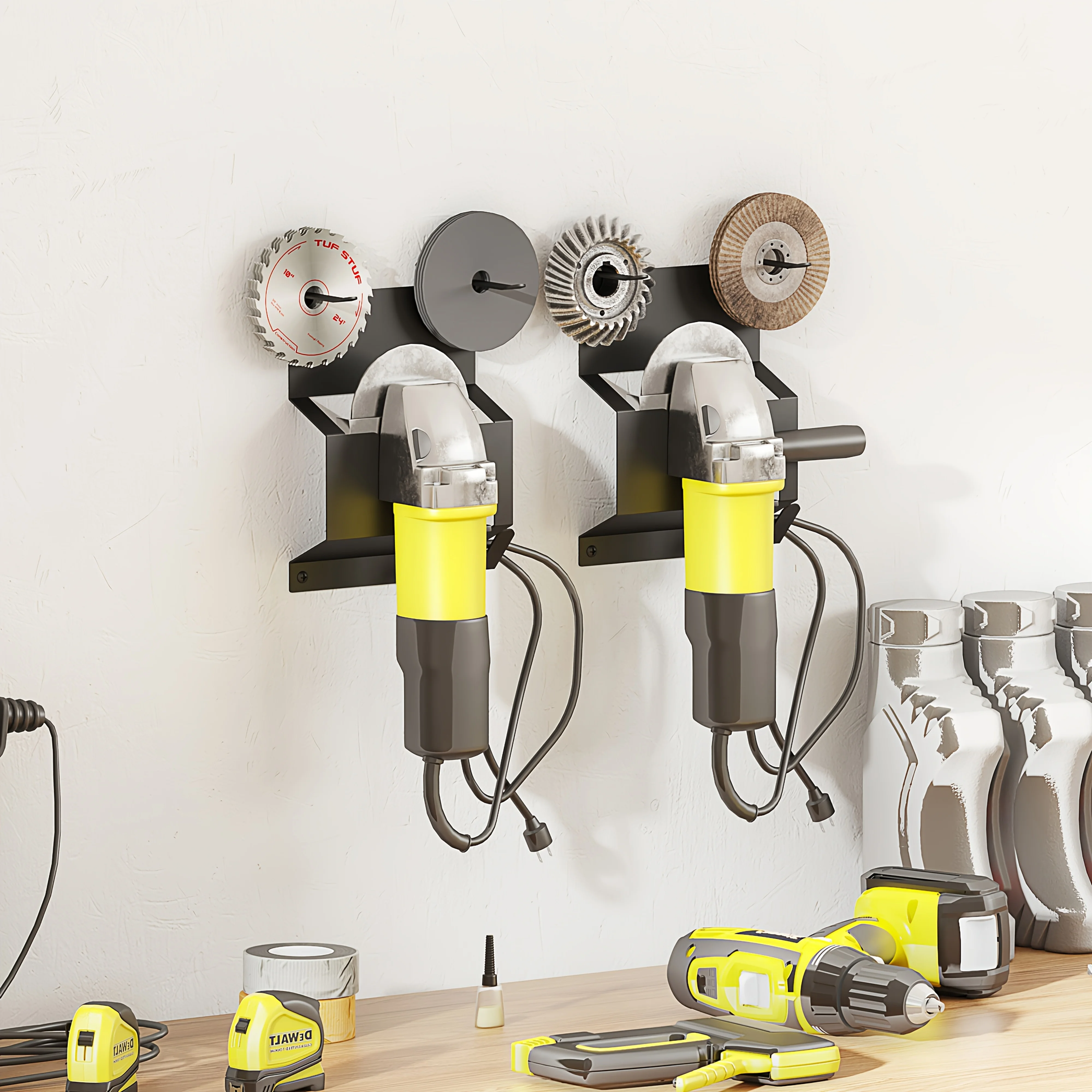 Angle Grinder Wall Storage Mount Metal Wall-Mounted Hanging Shelf Fixed Polishers Holder Stable Storage for Workshop Home Garage thumbnail 4