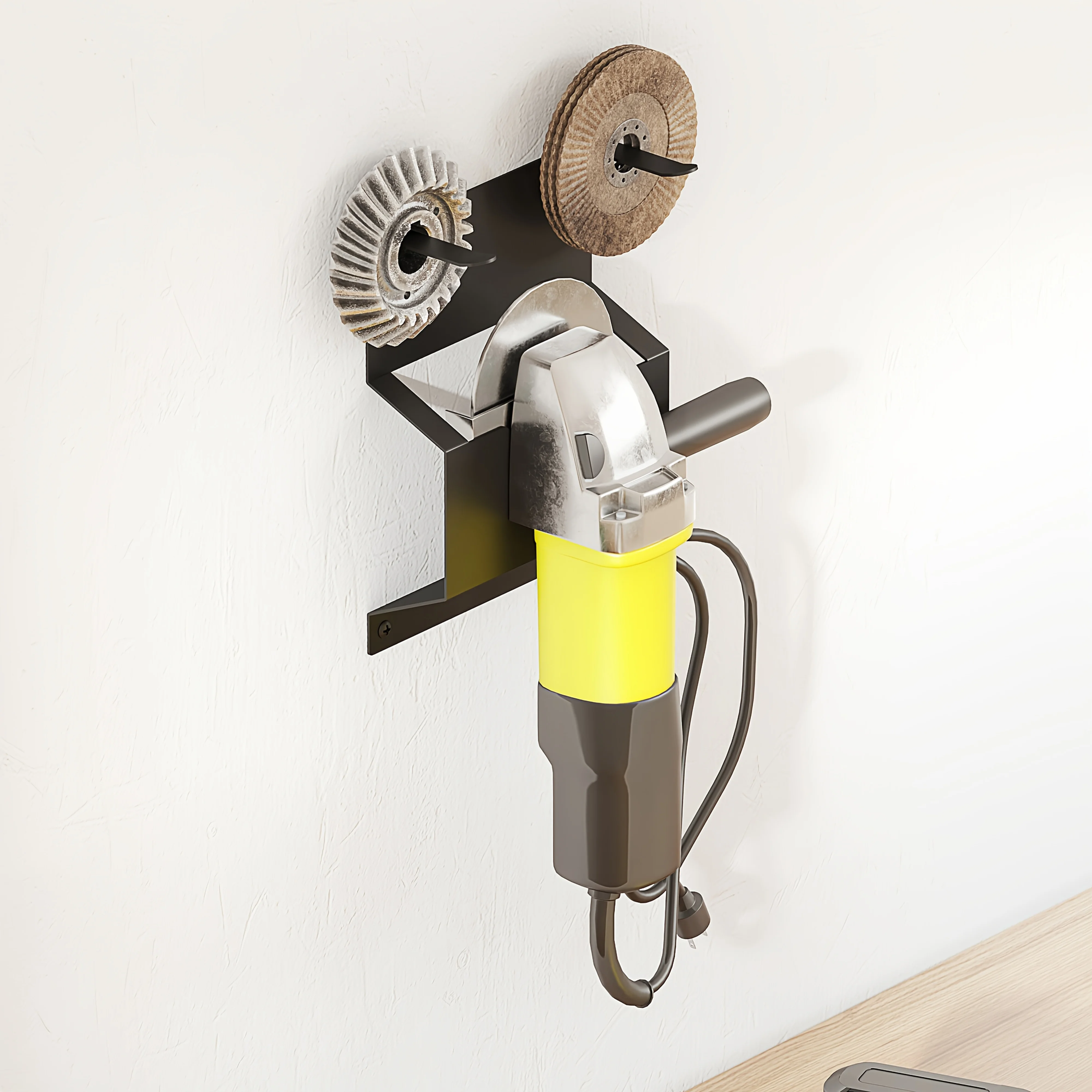 Angle Grinder Wall Storage Mount Metal Wall-Mounted Hanging Shelf Fixed Polishers Holder Stable Storage for Workshop Home Garage thumbnail 5