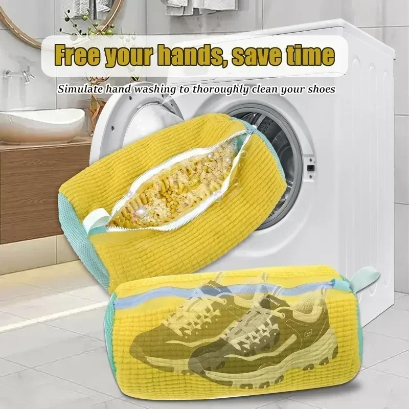Machine Washable Shoe Washing & Drying Bag with Soft Fiber - Durable Polyester Laundry Protector for Shoes Adjustable Strap thumbnail 2