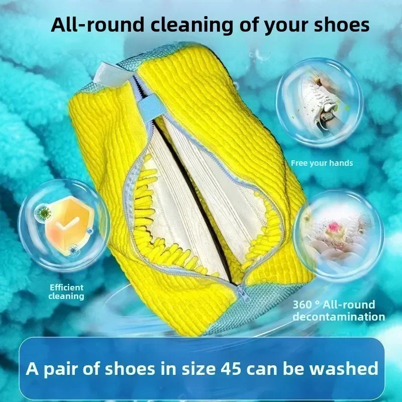 Machine Washable Shoe Washing & Drying Bag with Soft Fiber - Durable Polyester Laundry Protector for Shoes Adjustable Strap thumbnail 3