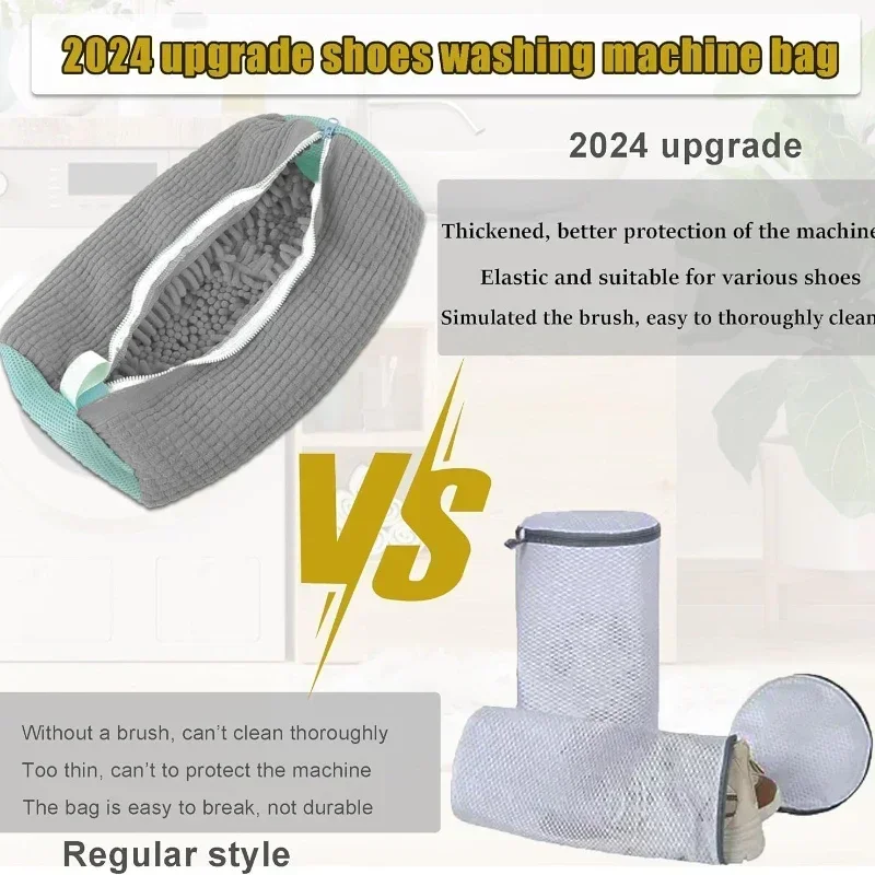 Machine Washable Shoe Washing & Drying Bag with Soft Fiber - Durable Polyester Laundry Protector for Shoes Adjustable Strap thumbnail 6