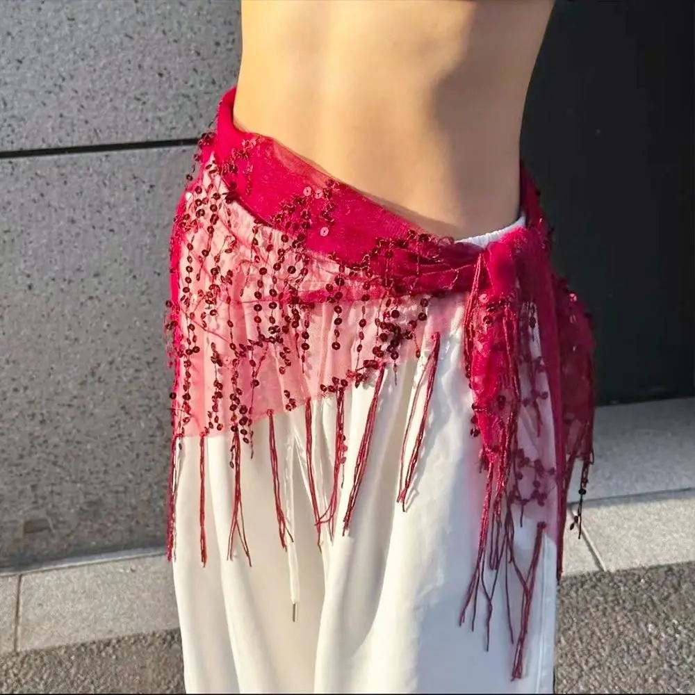 Fashion Sequins Belly Dance Belt Jazz Dance Tassels Hip Scarf Street Dance Show Costumes Waist Chain for Thailand/India/Arab thumbnail 6