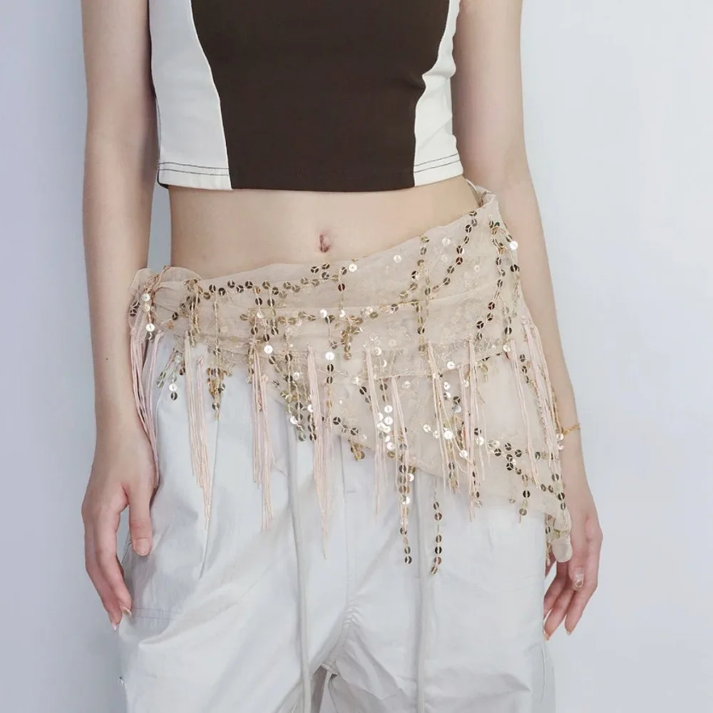 Fashion Sequins Belly Dance Belt Jazz Dance Tassels Hip Scarf Street Dance Show Costumes Waist Chain for Thailand/India/Arab thumbnail 4