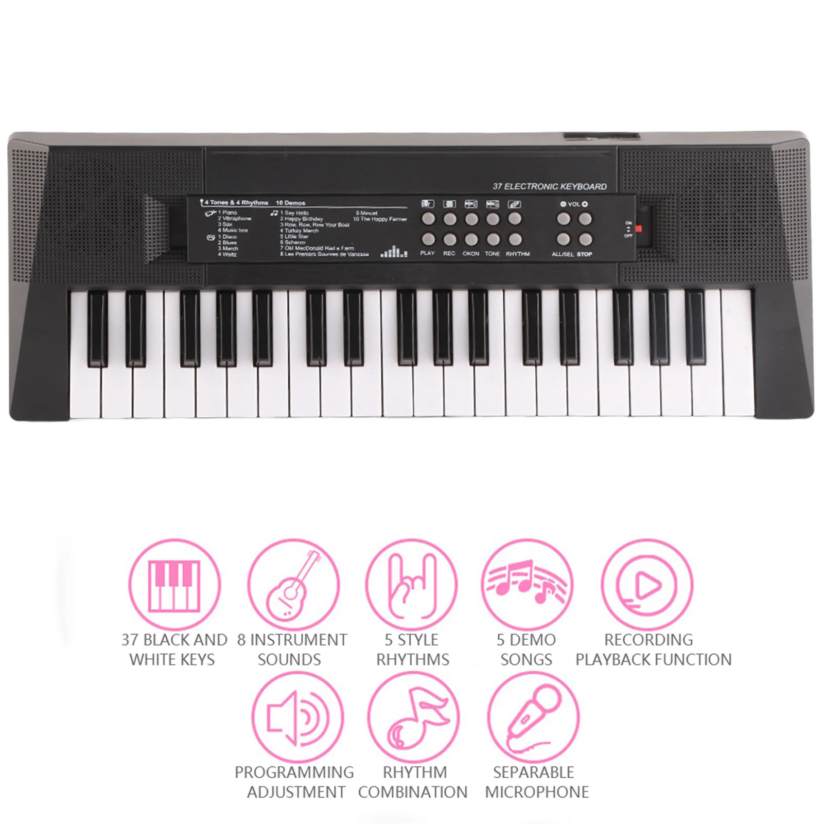 Electric Keyboard 37 Key Piano Children's Musical Instrument  Microphone Recording Function Electric Piano Electric Keyboard thumbnail 4