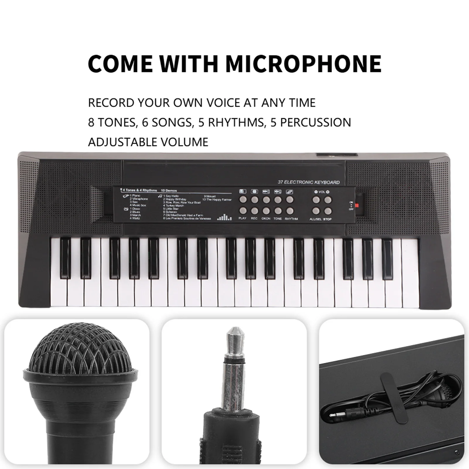 Electric Keyboard 37 Key Piano Children's Musical Instrument  Microphone Recording Function Electric Piano Electric Keyboard thumbnail 3