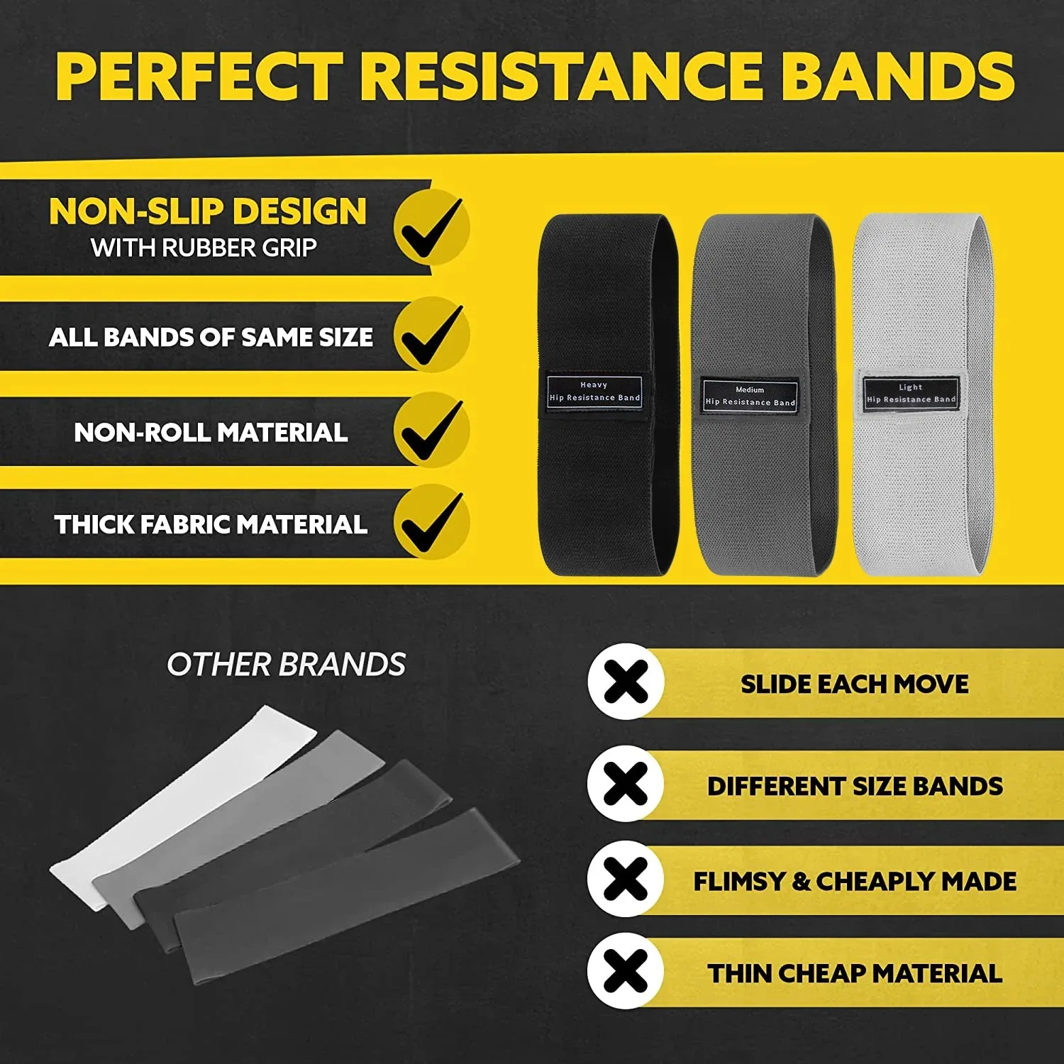 Glute Thigh Elastic Workout Bands Fabric Resistance Hip Booty Bands Squat Circle Stretch Fitness Strips Loops Yoga Gym Equipment thumbnail 2
