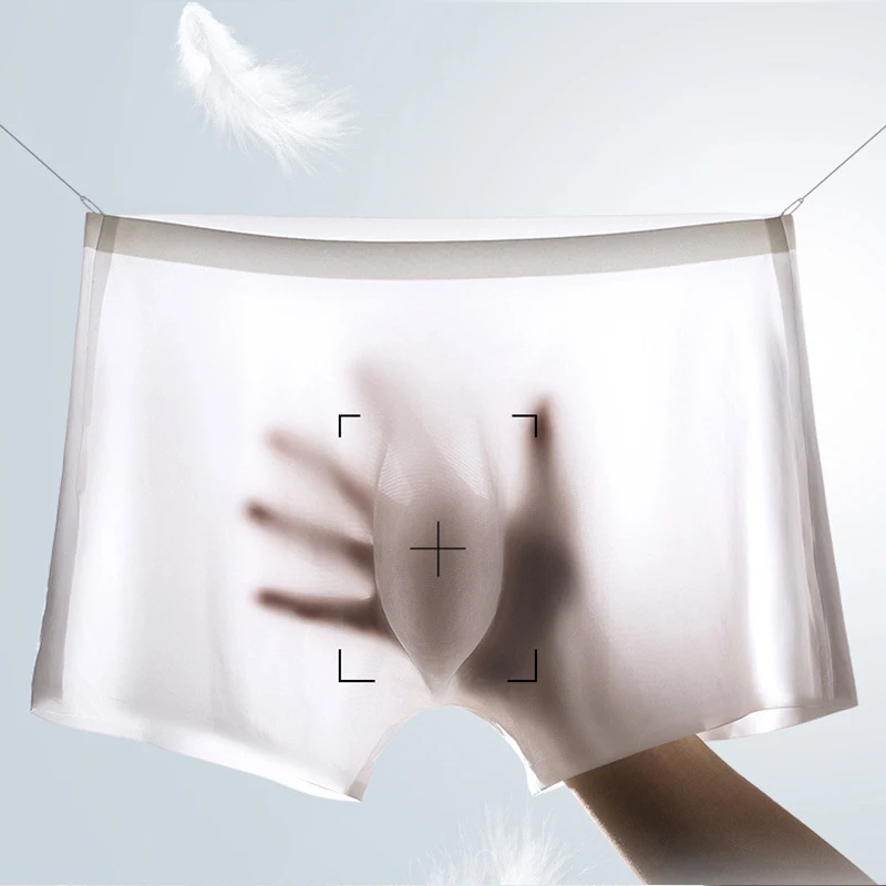 3Pcs/Lot Men's Summer Ultra-thin Boxers Briefs Ice Silk Seamless Underwear Sexy Lingerie Underpants Shorts Breathable Panties thumbnail 3