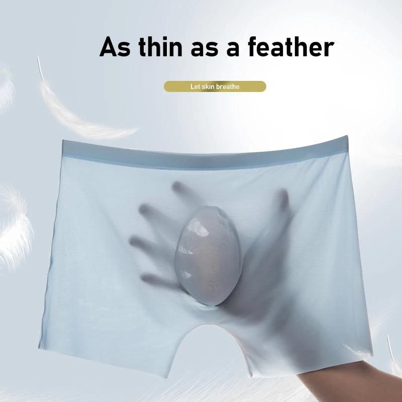3Pcs/Lot Men's Summer Ultra-thin Boxers Briefs Ice Silk Seamless Underwear Sexy Lingerie Underpants Shorts Breathable Panties thumbnail 2