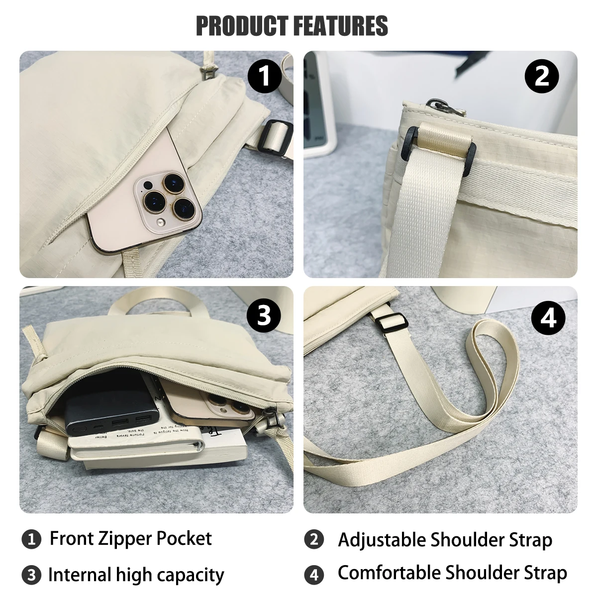 Unisex Outdoor Crossbody Bag - Tactical Messenger Bag for Hiking/Fishing/Travel, Style Phone Sling Pack with Anti-Theft Pocket thumbnail 5