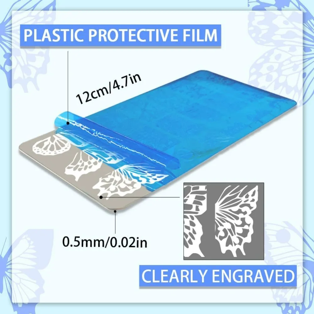 3pcs Butterfly Nail Stamper 36 Patterns Plant Nail Stamping Plate Leaf Branch Nail Art Stencils Print Nail Stencils Stainless thumbnail 2