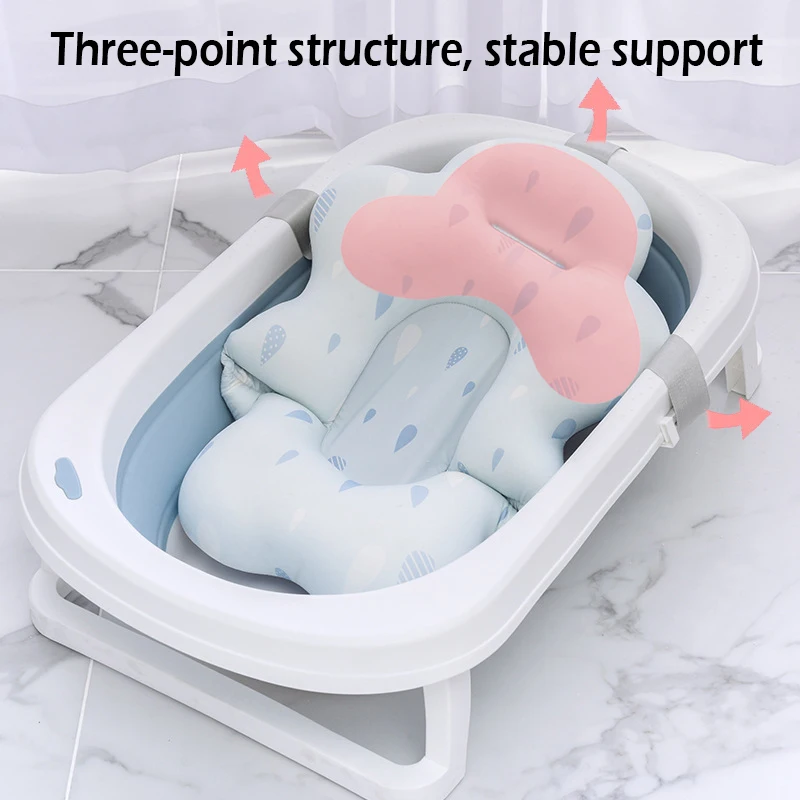 Baby Shower Bath Tub Pad Non-Slip Bathtub Mat Newborn Safe Security Bath Support Cushion Suspension Soft Pillow Care Accessories thumbnail 3