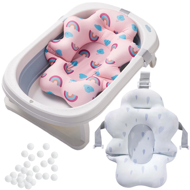 Baby Shower Bath Tub Pad Non-Slip Bathtub Mat Newborn Safe Security Bath Support Cushion Suspension Soft Pillow Care Accessories thumbnail 2