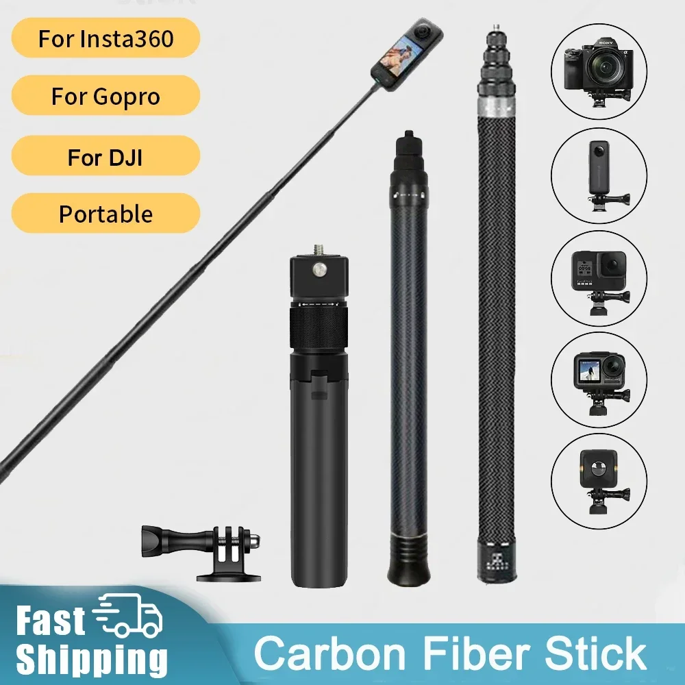 For Insta360 x5 x4 x3 Carbon Fiber Invisible Selfie Stick 1.5m 3m Bullet Time Bundle Tripod Handle for Insta 360 Accessories