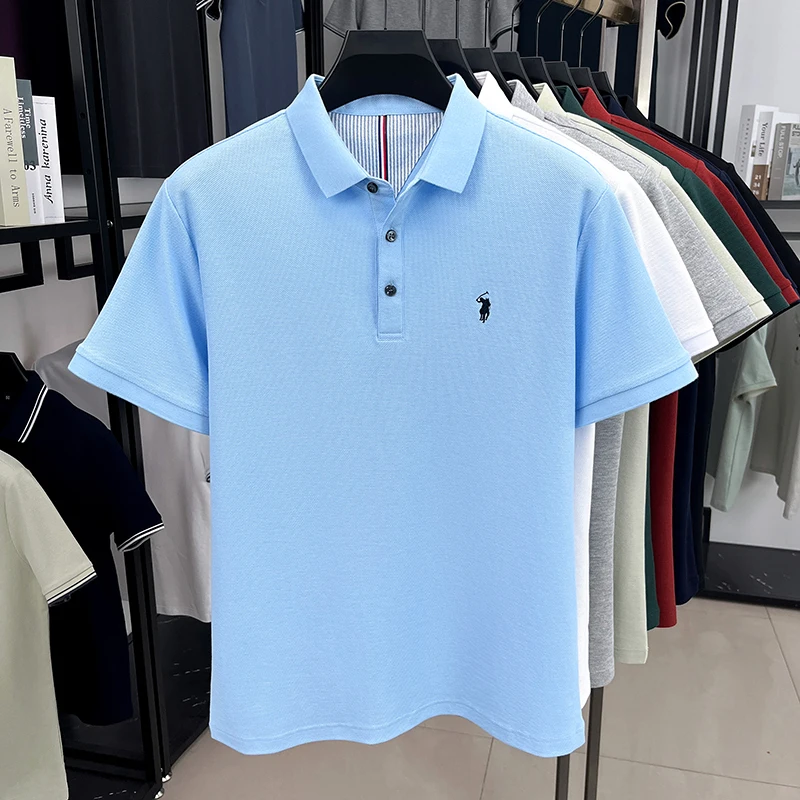 100% pure cotton high-end brand men's short sleeve polo shirt summer fashion original pony embroidery golf Paul  casual T-shirt thumbnail 5