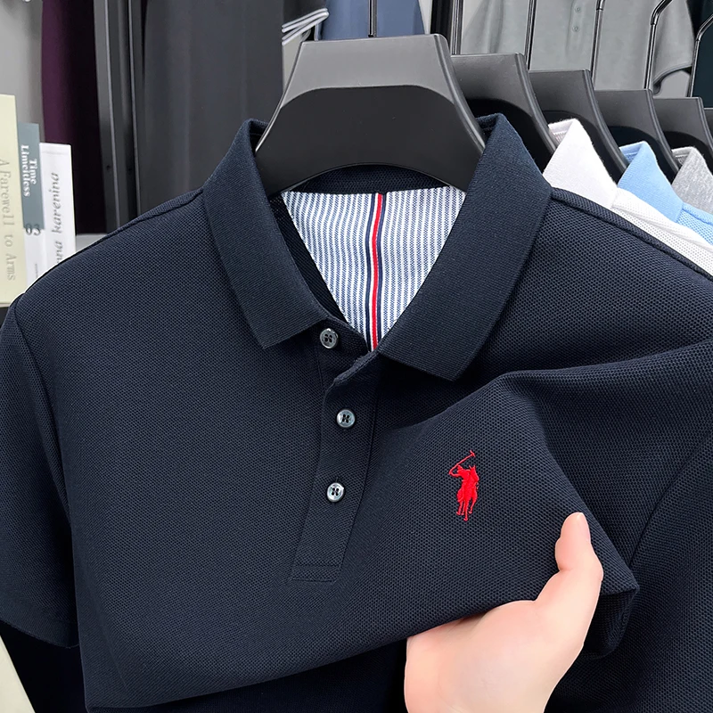 100% pure cotton high-end brand men's short sleeve polo shirt summer fashion original pony embroidery golf Paul  casual T-shirt thumbnail 4