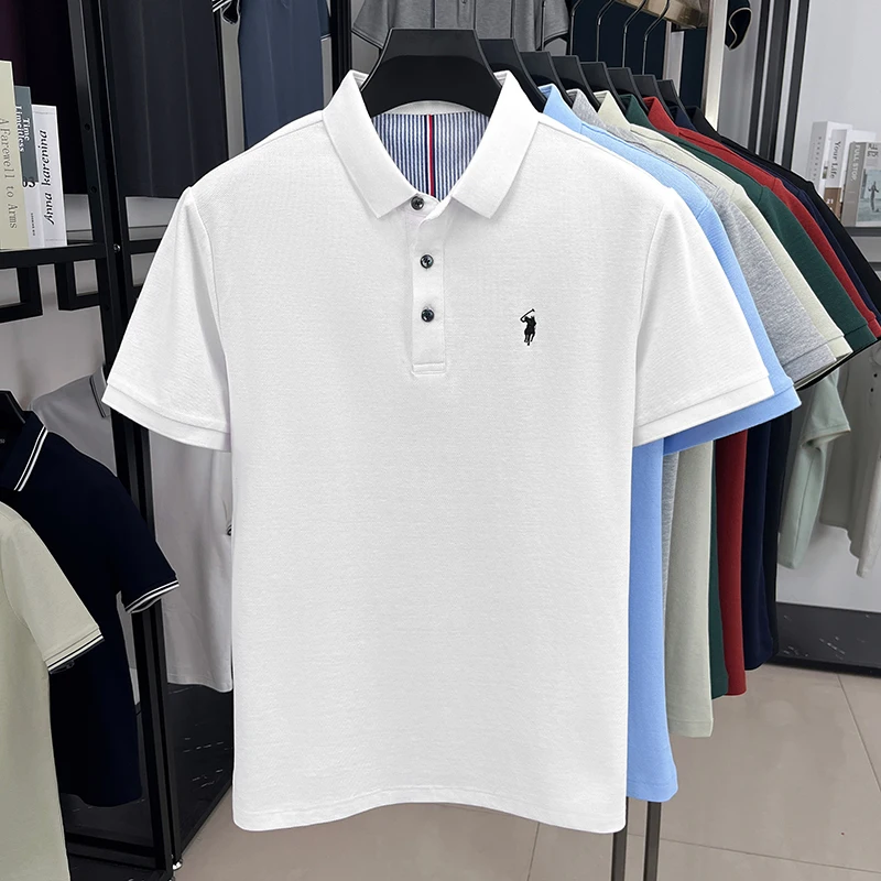 100% pure cotton high-end brand men's short sleeve polo shirt summer fashion original pony embroidery golf Paul  casual T-shirt thumbnail 6