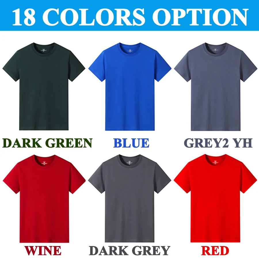 Cotton T Shirts Men Short Fashion 2026 O-Neck Slim T-Shirt Male Casual Solid Color Tee Shirt 18 Colors Plus Size M-6XL Wholesale thumbnail 4