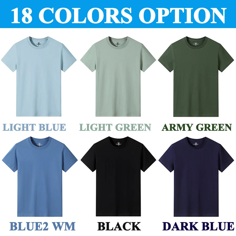 Cotton T Shirts Men Short Fashion 2026 O-Neck Slim T-Shirt Male Casual Solid Color Tee Shirt 18 Colors Plus Size M-6XL Wholesale thumbnail 5