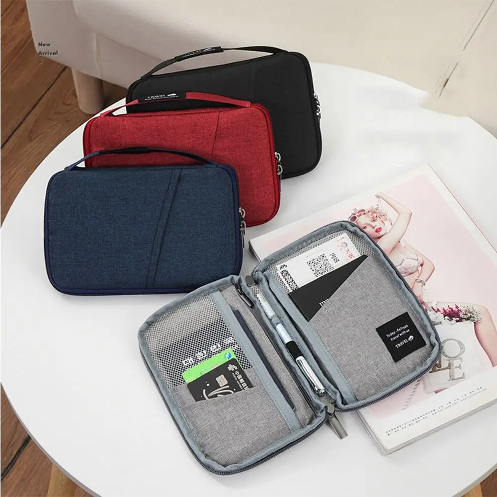 Travel Accessories Travel Wallet OX Cloth Ticket Holder Family Passport Holder Passport Protective Cover Zipper Document Case thumbnail 3