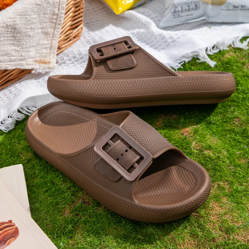 Men's Slippers Summer Indoor Non-Slip Wear-Resistant Lightweight Soft Bottom Buckle Adjustable Simple Breathable Platform Shoes thumbnail 5