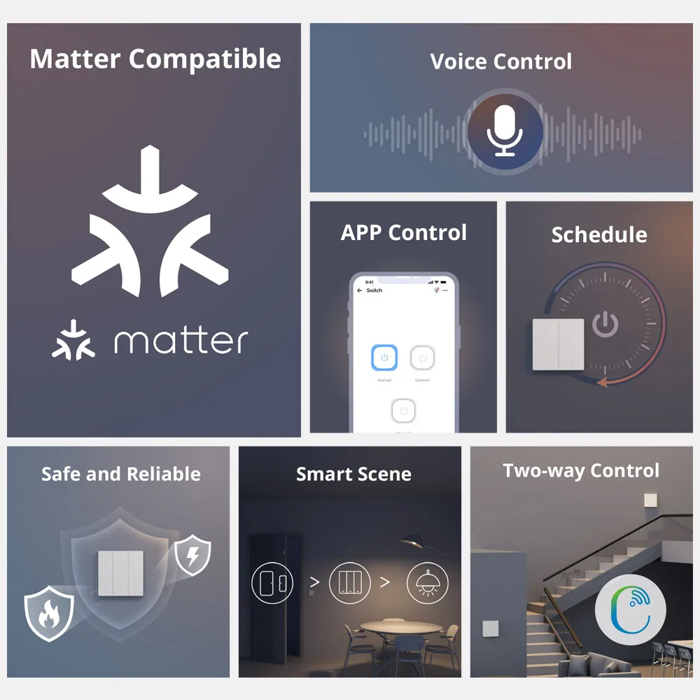 SONOFF M5 Matter SwitchMan Switch White Wifi Smart Wall Work With eWeLink Apple Home Alexa Goole Home Assistant Smartthings thumbnail 2