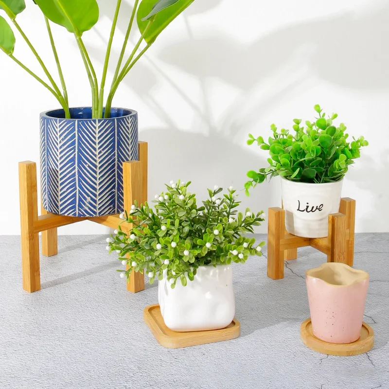 Small Durable Wood Planter Pot Trays Flower Pot Rack Strong Free Standing Bonsai Holder Home Garden Indoor Display Plant Stand thumbnail 3