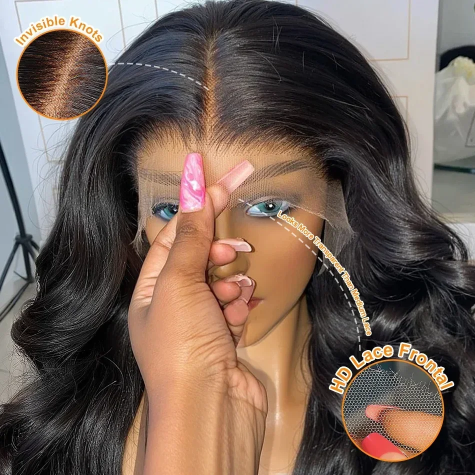 250 Density Human Hair 13x4 13x6 Lace Frontal Wigs Body Wave HD 5x5 Glueless Front Wig Black Loose Water 40 Inch Closure Wear Go